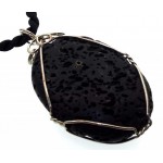 Wired Oval Volcanic Lava Rock Pendant